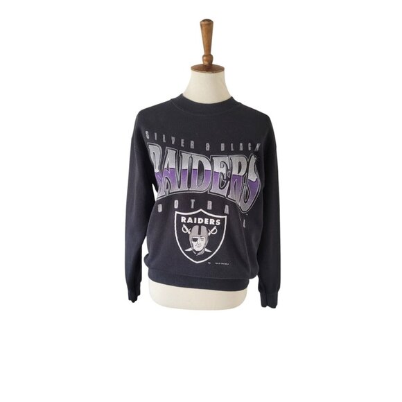 Vintage 1994 Oakland Raiders Sweatshirt Black Crewneck‎ Size M - Picture 3 of 7